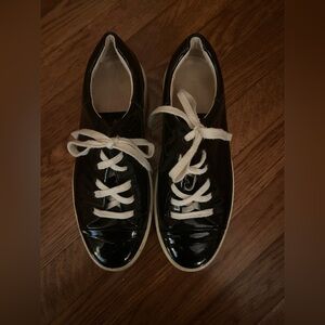 Ecco Women’s Sz 38 Retro Inspired Black & White Minimalist Lace Up Shoes